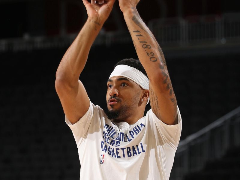 MILWAUKEE, WI - MARCH 14: Kenyon Martin Jr. #1 of the Philadelphia 76ers warms up before the game against the Milwaukee Bucks on March 14, 2024 at the Fiserv Forum Center in Milwaukee, Wisconsin. NOTE TO USER: User expressly acknowledges and agrees that, by downloading and or using this Photograph, user is consenting to the terms and conditions of the Getty Images License Agreement. Mandatory Copyright Notice: Copyright 2024 NBAE (Photo by Gary Dineen/NBAE via Getty Images).