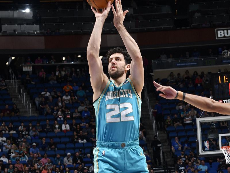 ORLANDO, FL - MARCH 19: Vasilije Micic #22 of the Charlotte Hornets shoots the ball during the game against the Orlando Magic on March 19, 2024 at the Kia Center in Orlando, Florida. NOTE TO USER: User expressly acknowledges and agrees that, by downloading and or using this photograph, User is consenting to the terms and conditions of the Getty Images License Agreement. Mandatory Copyright Notice: Copyright 2024 NBAE (Photo by Fernando Medina/NBAE via Getty Images)