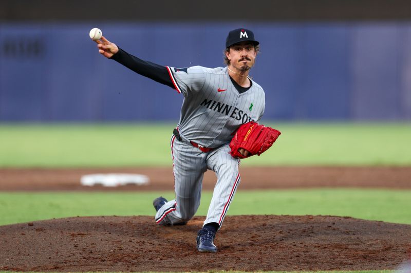 May 27, 2025; Tampa, Florida, USA; Minnesota Twins pitcher Joe Ryan (41) throws a pitch against the Tampa Bay Rays in the third inning at George M. Steinbrenner Field. Mandatory Credit: Nathan Ray Seebeck-Imagn Images