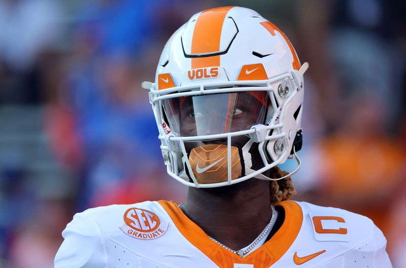 Sep 16, 2023; Gainesville, Florida, USA; Tennessee Volunteers quarterback Joe Milton III (7) against the Florida Gators prior to the game at Ben Hill Griffin Stadium. Mandatory Credit: Kim Klement Neitzel-USA TODAY Sports