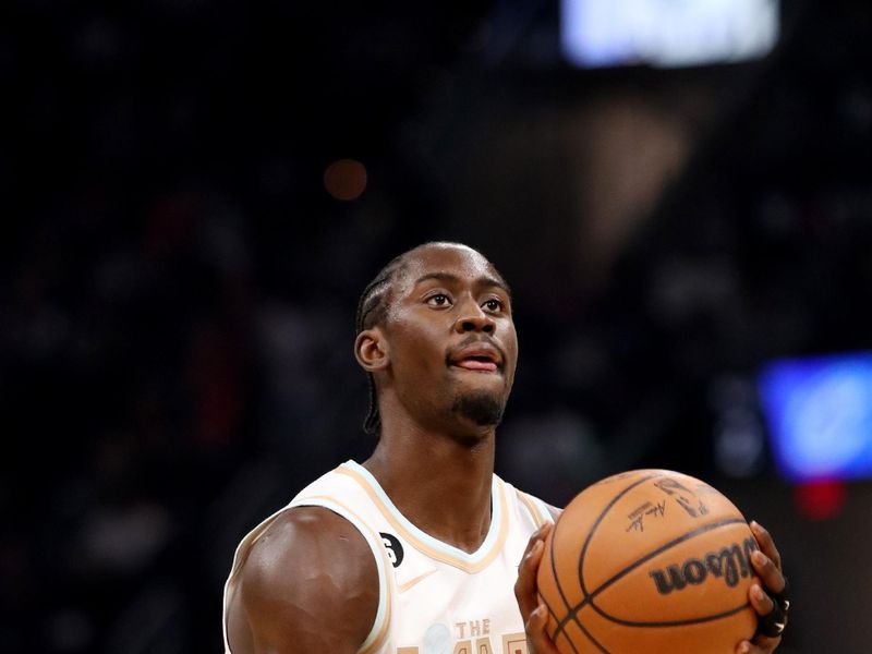 CLEVELAND, OH - JANUARY 4: Caris LeVert #3 of the Cleveland Cavaliers prepares to shoot a free throw against the Phoenix Suns on January 4, 2023 at Rocket Mortgage FieldHouse in Cleveland, Ohio. NOTE TO USER: User expressly acknowledges and agrees that, by downloading and/or using this Photograph, user is consenting to the terms and conditions of the Getty Images License Agreement. Mandatory Copyright Notice: Copyright 2022 NBAE (Photo by  Lauren Bacho/NBAE via Getty Images)