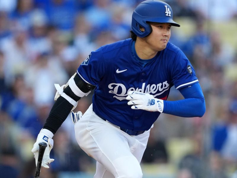 Mar 23, 2025; Los Angeles, California, USA; Los Angeles Dodgers two-way player Shohei Ohtani (17) bats in the fourth inning against the Los Angeles Angels at Dodger Stadium. Mandatory Credit: Kirby Lee-Imagn Images