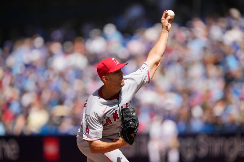 Jul 30, 2023; Toronto, Ontario, CAN; Los Angeles Angels pitcher Tyler Anderson (31) pitches to the Toronto Blue Jays during the seventh inning at Rogers Centre. Mandatory Credit: John E. Sokolowski-USA TODAY Sports