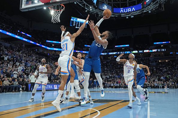 MINNEAPOLIS, MN -  NOVEMBER 28: Troy Brown Jr. #23 of the Minnesota Timberwolves shoots the ball during the game against the Oklahoma City Thunder during the In-Season Tournament on November 28, 2023 at Target Center in Minneapolis, Minnesota. NOTE TO USER: User expressly acknowledges and agrees that, by downloading and or using this Photograph, user is consenting to the terms and conditions of the Getty Images License Agreement. Mandatory Copyright Notice: Copyright 2023 NBAE (Photo by Jordan Johnson/NBAE via Getty Images)