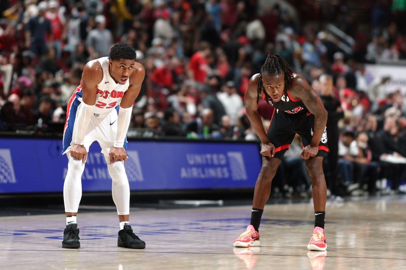 CHICAGO, IL -FEBRUARY 27: Jaden Ivey #23 of the Detroit Pistons and Ayo Dosunmu #12 of the Chicago Bulls looks on during the game on February 27, 2024 at United Center in Chicago, Illinois. NOTE TO USER: User expressly acknowledges and agrees that, by downloading and or using this photograph, User is consenting to the terms and conditions of the Getty Images License Agreement. Mandatory Copyright Notice: Copyright 2024 NBAE (Photo by Jeff Haynes/NBAE via Getty Images)