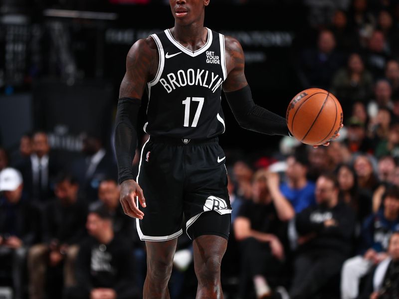 BROOKLYN, NY - DECEMBER 8: Dennis Schroder  dribbles the ball during the game against the Milwaukee Bucks on December 8, 2024 at Barclays Center in Brooklyn, New York. NOTE TO USER: User expressly acknowledges and agrees that, by downloading and or using this Photograph, user is consenting to the terms and conditions of the Getty Images License Agreement. Mandatory Copyright Notice: Copyright 2024 NBAE (David L. Nemec/NBAE via Getty Images)