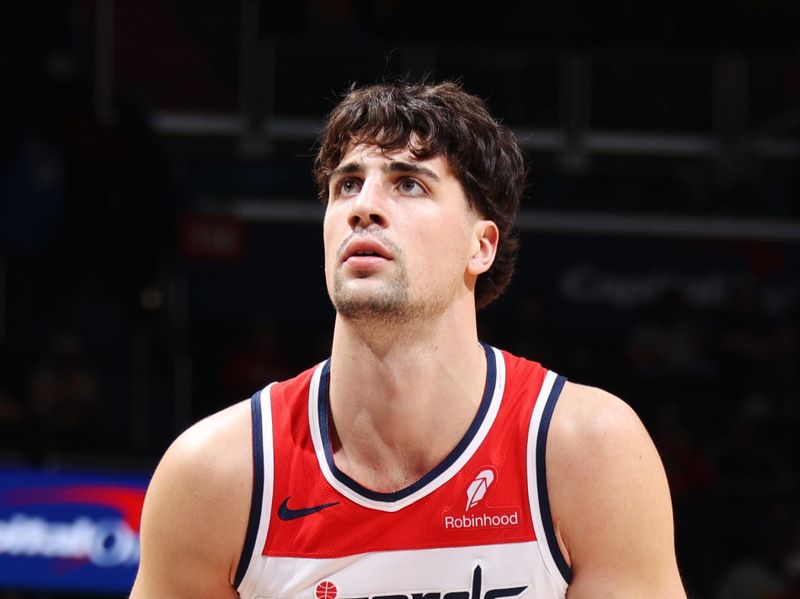 WASHINGTON, DC -? JANUARY 24: Deni Avdija #8 of the Washington Wizards shoots a free throw during the game against the Minnesota Timberwolves on January 24, 2024 at Capital One Arena in Washington, DC. NOTE TO USER: User expressly acknowledges and agrees that, by downloading and or using this Photograph, user is consenting to the terms and conditions of the Getty Images License Agreement. Mandatory Copyright Notice: Copyright 2024 NBAE (Photo by Stephen Gosling/NBAE via Getty Images)