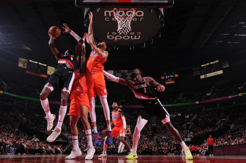 PORTLAND, OR - NOVEMBER 1: Jerami Grant #9 of the Portland Trail Blazers drives to the basket during the game against the Oklahoma City Thunder on November 1, 2024 at the Moda Center Arena in Portland, Oregon. NOTE TO USER: User expressly acknowledges and agrees that, by downloading and or using this photograph, user is consenting to the terms and conditions of the Getty Images License Agreement. Mandatory Copyright Notice: Copyright 2024 NBAE (Photo by Cameron Browne/NBAE via Getty Images)