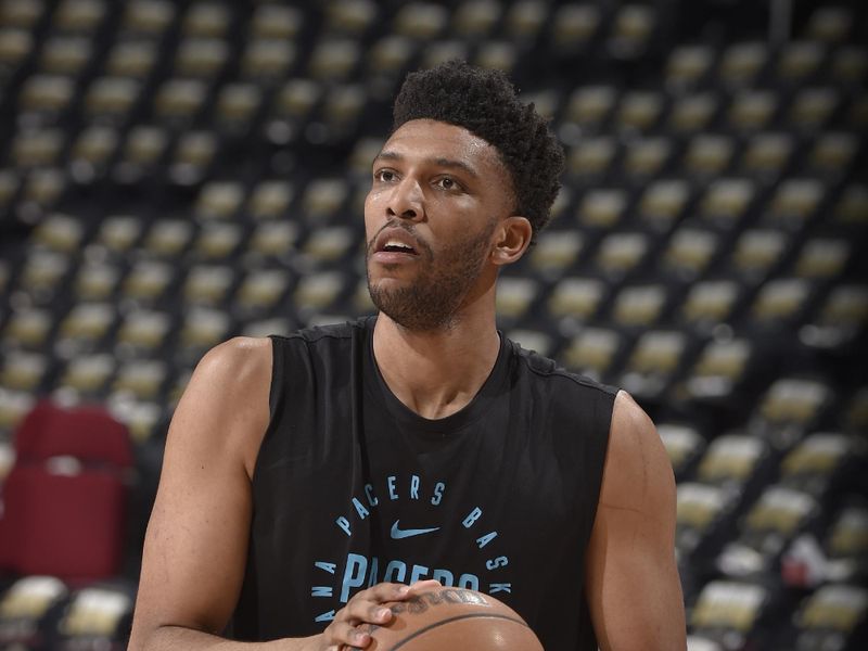 CLEVELAND, OH - MAY 13:   Tony Bradley #13 of the Indiana Pacers warms up before the game against the Cleveland Cavaliers  during Round Two Game Five of the 2025 NBA Playoffs on May 13, 2025 at Rocket Mortgage FieldHouse in Cleveland, Ohio. NOTE TO USER: User expressly acknowledges and agrees that, by downloading and/or using this Photograph, user is consenting to the terms and conditions of the Getty Images License Agreement. Mandatory Copyright Notice: Copyright 2025 NBAE (Photo by David Liam Kyle/NBAE via Getty Images)
