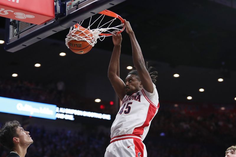 Feb 18, 2023; Tucson, Arizona, USA; Arizona Wildcats guard Cedric Henderson Jr. (45) makes a basket during the second half at McKale Center. Mandatory Credit: Zachary BonDurant-USA TODAY Sports