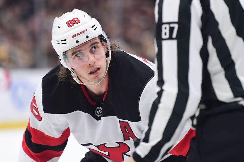 Apr 14, 2026; Boston, Massachusetts, USA; New Jersey Devils center Jack Hughes (86) looks at the linesman before a face-off during the second period against the Boston Bruins at TD Garden. Mandatory Credit: Bob DeChiara-Imagn Images Apr 14, 2026; Boston, Massachusetts, USA; New Jersey Devils center Jack Hughes (86) looks at the linesman before a face-off during the second period against the Boston Bruins at TD Garden. Mandatory Credit: Bob DeChiara-Imagn Images