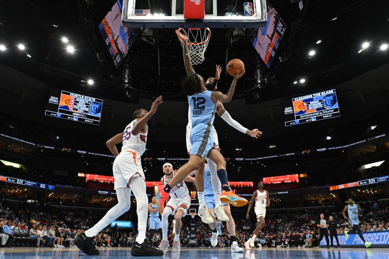 MEMPHIS, TN - FEBRUARY 25: Ja Morant #12 of the Memphis Grizzlies drives to the basket during the game against the Phoenix Suns on February 25, 2025 at FedExForum in Memphis, Tennessee. NOTE TO USER: User expressly acknowledges and agrees that, by downloading and or using this photograph, User is consenting to the terms and conditions of the Getty Images License Agreement. Mandatory Copyright Notice: Copyright 2025 NBAE(Photo by Grant Burke/NBAE via Getty Images)