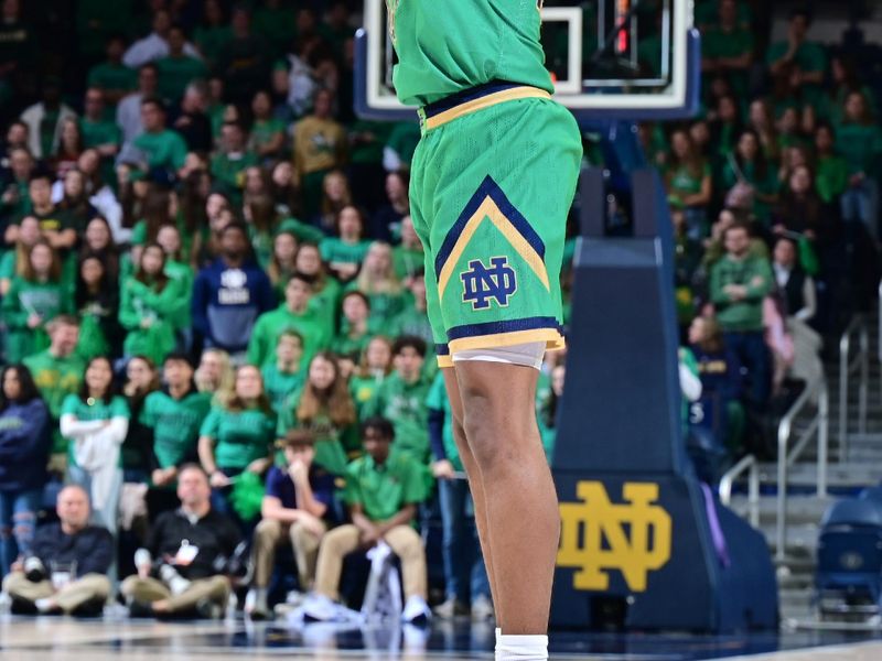 Jan 17, 2023; South Bend, Indiana, USA; Notre Dame Fighting Irish guard Marcus Hammond (10) shoots a three point basket in the second half against the Florida State Seminoles at the Purcell Pavilion. Mandatory Credit: Matt Cashore-USA TODAY Sports