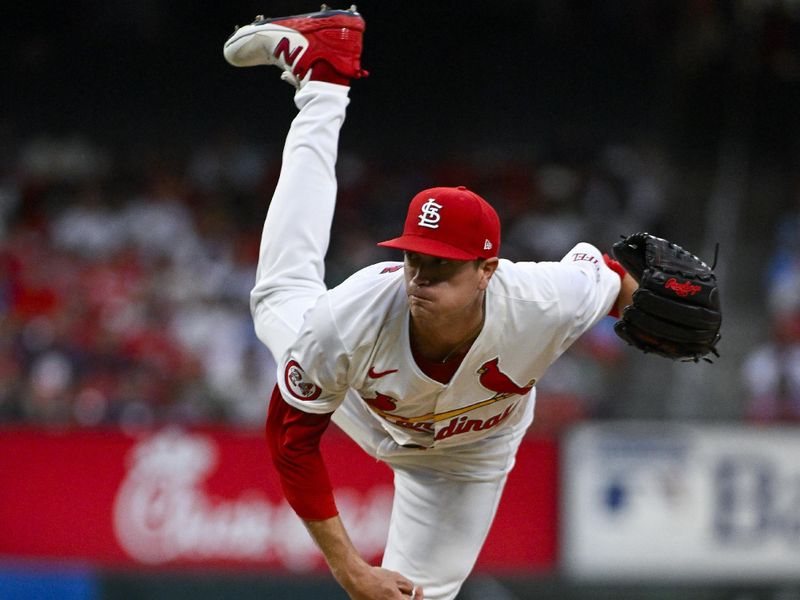 Aug 8, 2024; St. Louis, Missouri, USA;  St. Louis Cardinals starting pitcher Kyle Gibson (44) pitches against the Tampa Bay Rays during the second inning at Busch Stadium. Mandatory Credit: Jeff Curry-USA TODAY Sports