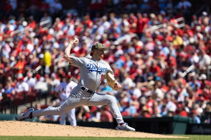 May 21, 2023; St. Louis, Missouri, USA;  Los Angeles Dodgers put in new pitcher Shelby Miller (18) in the fifth inning against the St. Louis Cardinals at Busch Stadium. Mandatory Credit: Zach Dalin-USA TODAY Sports