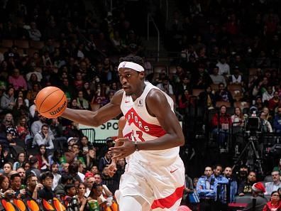 TORONTO, CANADA - DECEMBER 20:  Pascal Siakam #43 of the Toronto Raptors goes to the basket during the game on December 20, 2023 at the Scotiabank Arena in Toronto, Ontario, Canada.  NOTE TO USER: User expressly acknowledges and agrees that, by downloading and or using this Photograph, user is consenting to the terms and conditions of the Getty Images License Agreement.  Mandatory Copyright Notice: Copyright 2023 NBAE (Photo by Mark Blinch/NBAE via Getty Images)