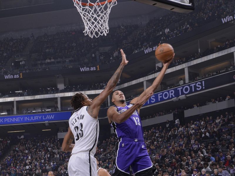 SACRAMENTO, CA - NOVEMBER 24: Keegan Murray #13 of the Sacramento Kings shoots the ball during the game against the Brooklyn Nets on November 24, 2024 at Golden 1 Center in Sacramento, California. NOTE TO USER: User expressly acknowledges and agrees that, by downloading and or using this Photograph, user is consenting to the terms and conditions of the Getty Images License Agreement. Mandatory Copyright Notice: Copyright 2024 NBAE (Photo by Rocky Widner/NBAE via Getty Images)