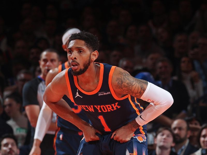 NEW YORK, NY - DECEMBER 3: Cameron Payne #1 of the New York Knicks looks on during the game against the Orlando Magic during the Emirates NBA Cup on December 3, 2024 at Madison Square Garden in New York City, New York.  NOTE TO USER: User expressly acknowledges and agrees that, by downloading and or using this photograph, User is consenting to the terms and conditions of the Getty Images License Agreement. Mandatory Copyright Notice: Copyright 2024 NBAE  (Photo by Nathaniel S. Butler/NBAE via Getty Images)