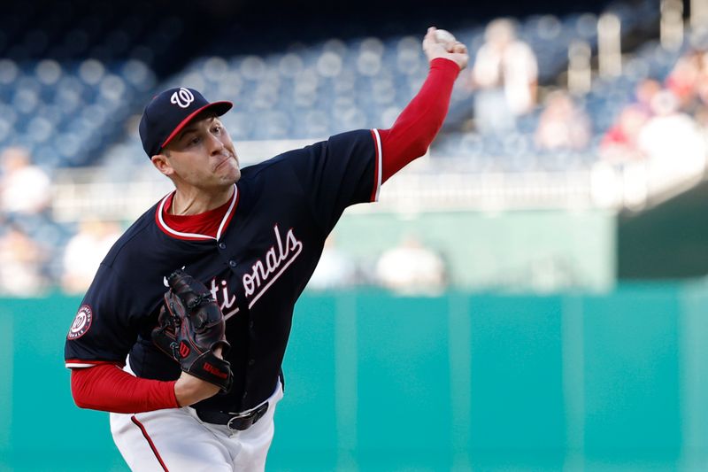 May 21, 2024; Washington, District of Columbia, USA; Washington Nationals pitcher Patrick Corbin (46) pitches against the Minnesota Twins during the first inning at Nationals Park. Mandatory Credit: Geoff Burke-USA TODAY Sports