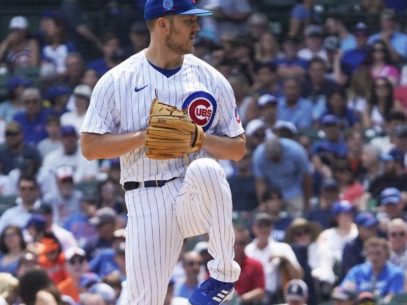 Jun 18, 2023; Chicago, Illinois, USA; Chicago Cubs starting pitcher Jameson Taillon (50) throws the ball against the Baltimore Orioles during the first inning at Wrigley Field. Mandatory Credit: David Banks-USA TODAY Sports