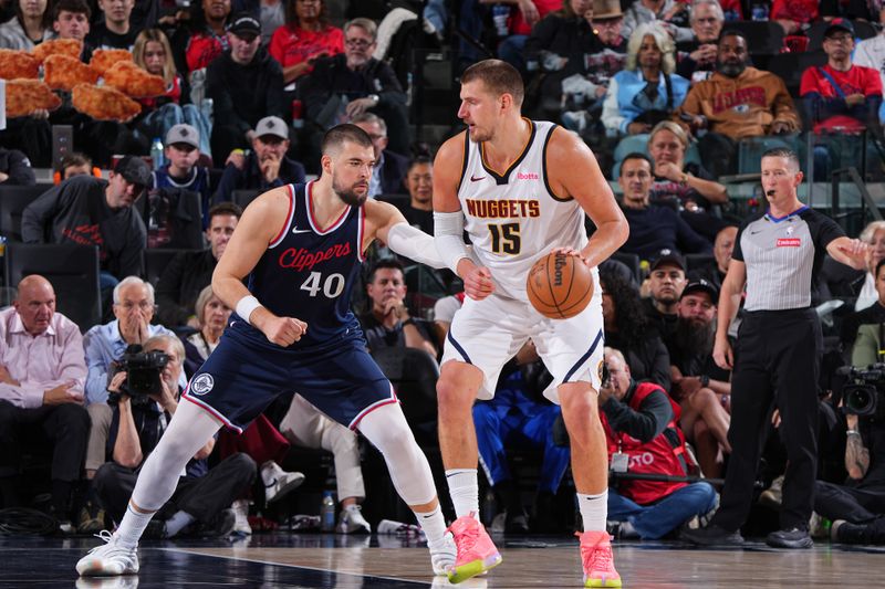 DENVER, CO - APRIL 26: Ivica Zubac #40 of the LA Clippers plays defense during the game against the Denver Nuggets during Round One Game Four of the 2025 NBA Playoffs on April 26, 2025 at Ball Arena in Denver, Colorado. NOTE TO USER: User expressly acknowledges and agrees that, by downloading and/or using this Photograph, user is consenting to the terms and conditions of the Getty Images License Agreement. Mandatory Copyright Notice: Copyright 2025 NBAE (Photo by Garrett Ellwood/NBAE via Getty Images)