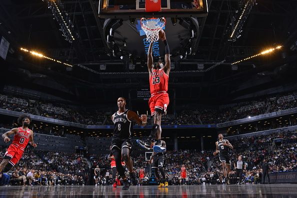 BROOKLYN, NY - NOVEMBER 26: Torrey Craig #13 of Chicago Bulls drives to the basket during the game against the Brooklyn Nets on November 26, 2023 at Barclays Center in Brooklyn, New York. NOTE TO USER: User expressly acknowledges and agrees that, by downloading and or using this Photograph, user is consenting to the terms and conditions of the Getty Images License Agreement. Mandatory Copyright Notice: Copyright 2023 NBAE (Photo by Jesse D. Garrabrant/NBAE via Getty Images)