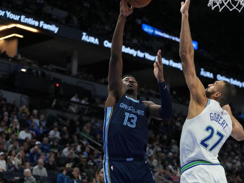 MINNEAPOLIS, MN -  JANUARY 18: Jaren Jackson Jr. #13 of the Memphis Grizzlies shoots the ball during the game against the Minnesota Timberwolves on January 18, 2024 at Target Center in Minneapolis, Minnesota. NOTE TO USER: User expressly acknowledges and agrees that, by downloading and or using this Photograph, user is consenting to the terms and conditions of the Getty Images License Agreement. Mandatory Copyright Notice: Copyright 2024 NBAE (Photo by Jordan Johnson/NBAE via Getty Images)