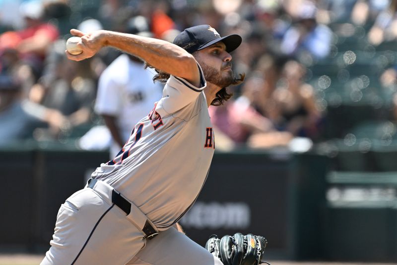 Jun 20, 2024; Chicago, Illinois, USA;  Houston Astros pitcher Spencer Arrighetti (41) delivers against the Chicago White Sox during the first inning at Guaranteed Rate Field. Mandatory Credit: Matt Marton-USA TODAY Sports