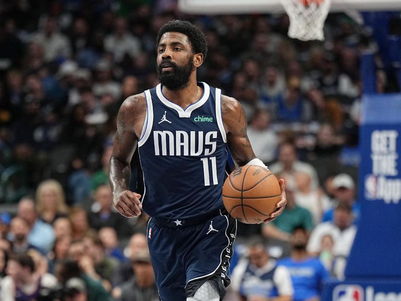 DALLAS, TX - NOVEMBER 8: Kyrie Irving #11 of the Dallas Mavericks dribbles the ball during the game against the Phoenix Suns on November 6, 2024 at the American Airlines Center in Dallas, Texas. NOTE TO USER: User expressly acknowledges and agrees that, by downloading and or using this photograph, User is consenting to the terms and conditions of the Getty Images License Agreement. Mandatory Copyright Notice: Copyright 2024 NBAE (Photo by Glenn James/NBAE via Getty Images)