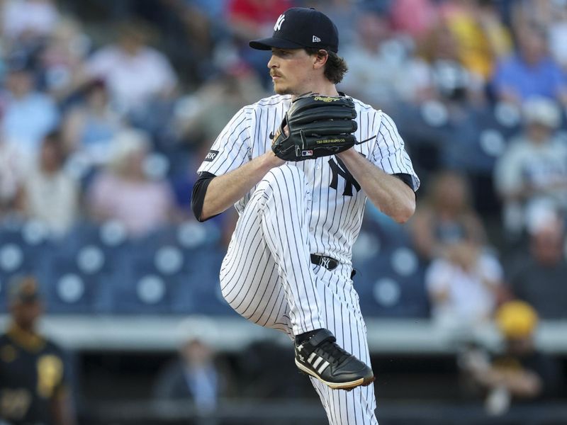 Mar 9, 2026; Tampa, Florida, USA; New York Yankees starting pitcher Max Fried (54) throws a pitch against the Pittsburgh Pirates in the first inning during spring training at George M. Steinbrenner Field. Mandatory Credit: Nathan Ray Seebeck-Imagn Images