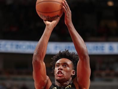 CHICAGO, IL - NOVEMBER 6: Colin Sexton #2 of the Utah Jazz free throw against the Chicago Bulls on November 6, 2023 at the United Center in Chicago, Illinois. NOTE TO USER: User expressly acknowledges and agrees that, by downloading and or using this Photograph, user is consenting to the terms and conditions of the Getty Images License Agreement. Mandatory Copyright Notice: Copyright 2023 NBAE (Photo by Gary Dineen/NBAE via Getty Images).