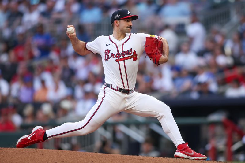 Jun 3, 2025; Atlanta, Georgia, USA; Atlanta Braves starting pitcher Spencer Strider (99) throws against the Arizona Diamondbacks in the third inning at Truist Park. Mandatory Credit: Brett Davis-Imagn Images