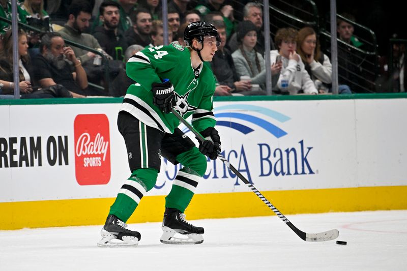 Jan 16, 2024; Dallas, Texas, USA; Dallas Stars center Roope Hintz (24) skates against the Los Angeles Kings during the first period at the American Airlines Center. Mandatory Credit: Jerome Miron-USA TODAY Sports