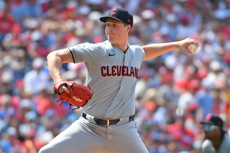 Jul 28, 2024; Philadelphia, Pennsylvania, USA;  Cleveland Guardians pitcher Tim Herrin (29) throws a pitch against the Philadelphia Phillies during the sixth inning at Citizens Bank Park. Mandatory Credit: Eric Hartline-USA TODAY Sports