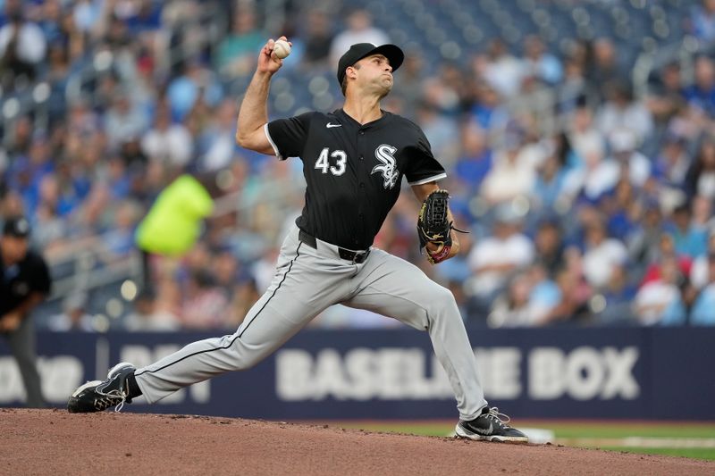 May 22, 2024; Toronto, Ontario, CAN; Chicago White Sox starting pitcher Nick Nastrini (43) pitches to the Toronto Blue Jays during the first inning at Rogers Centre. Mandatory Credit: John E. Sokolowski-USA TODAY Sports