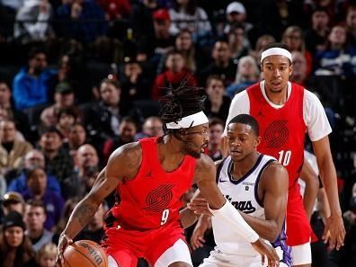 PORTLAND, OR - DECEMBER 26: Jerami Grant #9 of the Portland Trail Blazers handles the ball during the game against the Sacramento Kings on December 26, 2023 at the Moda Center Arena in Portland, Oregon. NOTE TO USER: User expressly acknowledges and agrees that, by downloading and or using this photograph, user is consenting to the terms and conditions of the Getty Images License Agreement. Mandatory Copyright Notice: Copyright 2023 NBAE (Photo by Cameron Browne/NBAE via Getty Images)