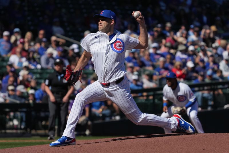 Feb 21, 2026; Mesa, Arizona, USA; Chicago Cubs pitcher Matthew Boyd (16) throws a pitch against the Texas Rangers in the first inning at Sloan Park. Mandatory Credit: Rick Scuteri-Imagn Images