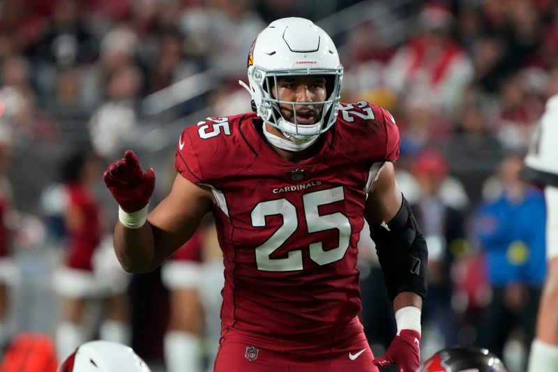 Arizona Cardinals linebacker Zaven Collins (25) during the second half of an NFL football game against the Tampa Bay Buccaneers, Sunday, Dec. 25, 2022, in Glendale, Ariz. (AP Photo/Rick Scuteri)