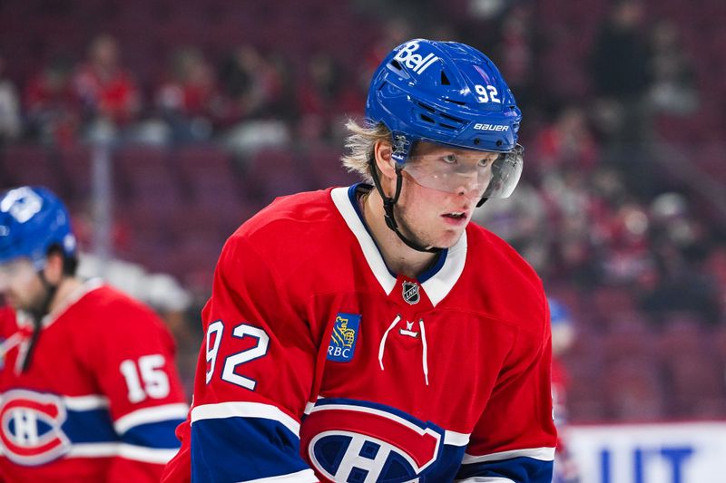 Oct 16, 2025; Montreal, Quebec, CAN; Montreal Canadiens right wing Patrik Laine (92) looks on during warm-up before the game against the Nashville Predators at Bell Centre. Mandatory Credit: David Kirouac-Imagn Images Oct 16, 2025; Montreal, Quebec, CAN; Montreal Canadiens right wing Patrik Laine (92) looks on during warm-up before the game against the Nashville Predators at Bell Centre. Mandatory Credit: David Kirouac-Imagn Images