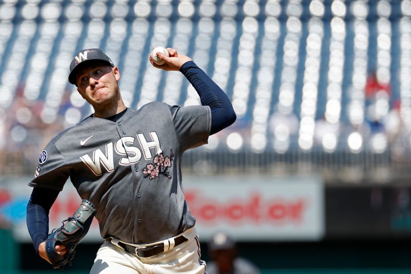 Apr 5, 2023; Washington, District of Columbia, USA; Washington Nationals starting pitcher Patrick Corbin (46) pitches against the Tampa Bay Rays during the third inning at Nationals Park. Mandatory Credit: Geoff Burke-USA TODAY Sports