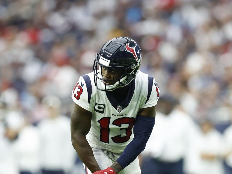 Houston Texans wide receiver Brandin Cooks (13) lines up for the snap during an NFL football game against the Indianapolis Colts on Sunday, September 11, 2022, in Houston. (AP Photo/Matt Patterson)