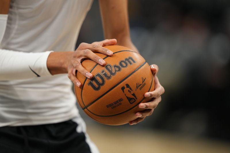 SAN ANTONIO, TX - FEBRUARY 29: A generic basketball photo of the Official Wilson basketball before the Oklahoma City Thunder game against the San Antonio Spurs on February 29, 2024 at the Frost Bank Center in San Antonio, Texas. NOTE TO USER: User expressly acknowledges and agrees that, by downloading and or using this photograph, user is consenting to the terms and conditions of the Getty Images License Agreement. Mandatory Copyright Notice: Copyright 2024 NBAE (Photos by Darren Carroll/NBAE via Getty Images)