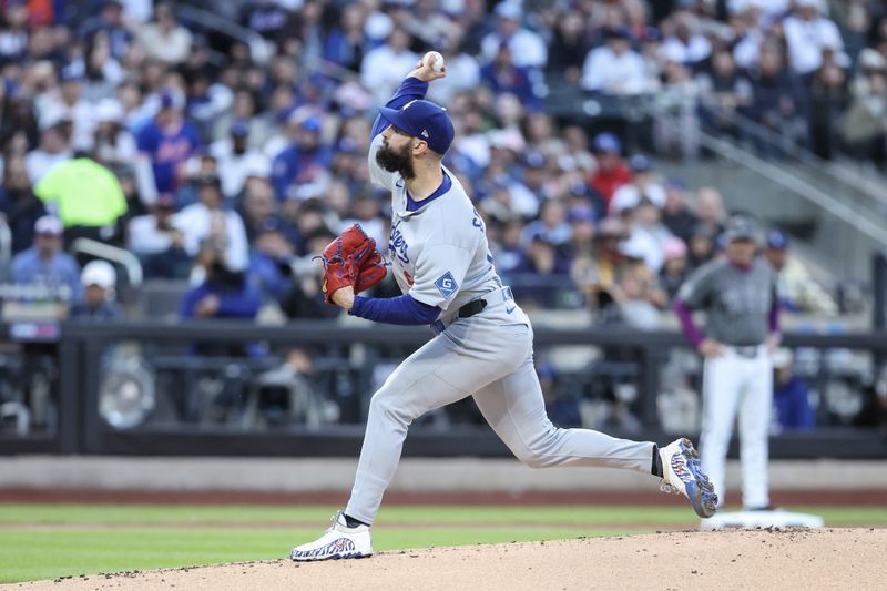May 24, 2025; New York City, New York, USA;  Los Angeles Dodgers starting pitcher Tony Gonsolin (26) pitches in the first inning against the Los Angeles Dodgers at Citi Field. Mandatory Credit: Wendell Cruz-Imagn Images