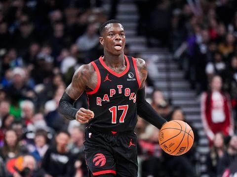 TORONTO, ON - DECEMBER 23: Dennis Schroder #17 of the Toronto Raptors dribbles against the Utah Jazz during the first half of their basketball game at the Scotiabank Arena on December 23, 2023 in Toronto, Ontario, Canada. NOTE TO USER: User expressly acknowledges and agrees that, by downloading and/or using this Photograph, user is consenting to the terms and conditions of the Getty Images License Agreement. (Photo by Mark Blinch/Getty Images)