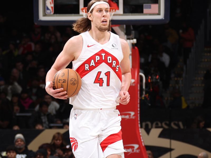 WASHINGTON, DC -? MARCH 23:  Kelly Olynyk #41 of the Toronto Raptors handles the ball during the game  on March 23, 2024 at Capital One Arena in Washington, DC. NOTE TO USER: User expressly acknowledges and agrees that, by downloading and or using this Photograph, user is consenting to the terms and conditions of the Getty Images License Agreement. Mandatory Copyright Notice: Copyright 2024 NBAE (Photo by Stephen Gosling/NBAE via Getty Images)