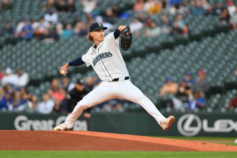 Sep 12, 2024; Seattle, Washington, USA; Seattle Mariners starting pitcher Bryce Miller (50) pitches to the Texas Rangers during the first inning at T-Mobile Park. Mandatory Credit: Steven Bisig-Imagn Images