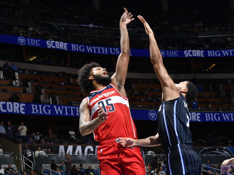 ORLANDO, FL - NOVMEBER 10: Marvin Bagley III #35 of the Washington Wizards drives to the basket during the game against the Orlando Magic on November 10, 2024 at Kia Center in Orlando, Florida. NOTE TO USER: User expressly acknowledges and agrees that, by downloading and or using this photograph, User is consenting to the terms and conditions of the Getty Images License Agreement. Mandatory Copyright Notice: Copyright 2024 NBAE (Photo by Fernando Medina/NBAE via Getty Images)