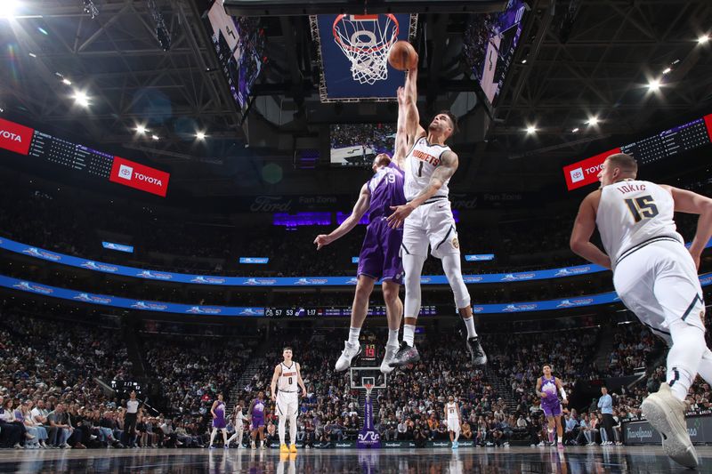 SALT LAKE CITY, UT - WEDNESDAY 27: Michael Porter Jr. #1 of the Denver Nuggets drives to the basket during the game against the Utah Jazz on Wednesday 27, 2024 at vivint.SmartHome Arena in Salt Lake City, Utah. NOTE TO USER: User expressly acknowledges and agrees that, by downloading and or using this Photograph, User is consenting to the terms and conditions of the Getty Images License Agreement. Mandatory Copyright Notice: Copyright 2024 NBAE (Photo by Melissa Majchrzak/NBAE via Getty Images)