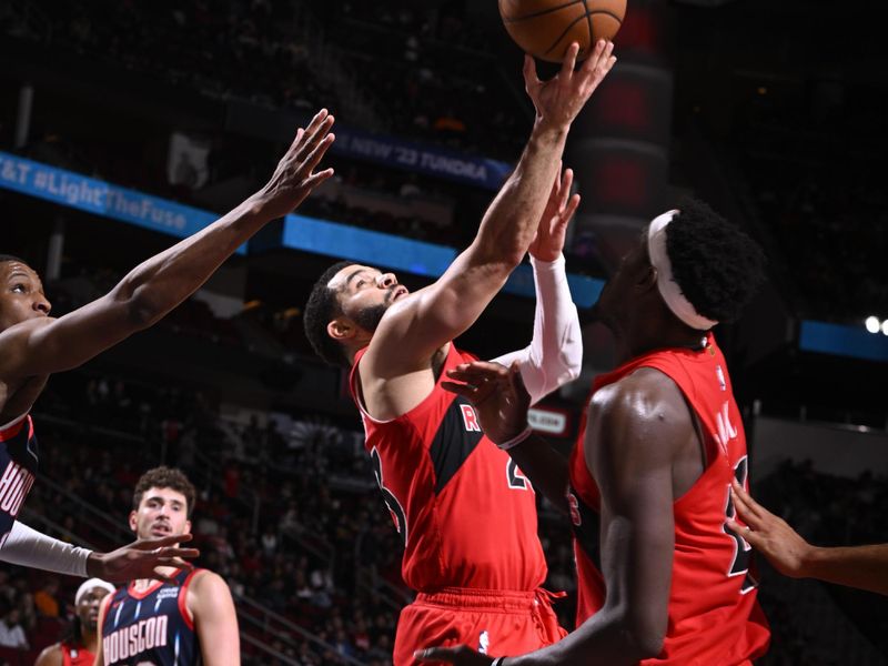 HOUSTON, TX - FEBRUARY 3: Fred VanVleet #23 of the Toronto Raptors shoots the ball during the game against the Houston Rockets on February 3, 2023 at the Toyota Center in Houston, Texas. NOTE TO USER: User expressly acknowledges and agrees that, by downloading and or using this photograph, User is consenting to the terms and conditions of the Getty Images License Agreement. Mandatory Copyright Notice: Copyright 2023 NBAE (Photo by Logan Riely/NBAE via Getty Images)