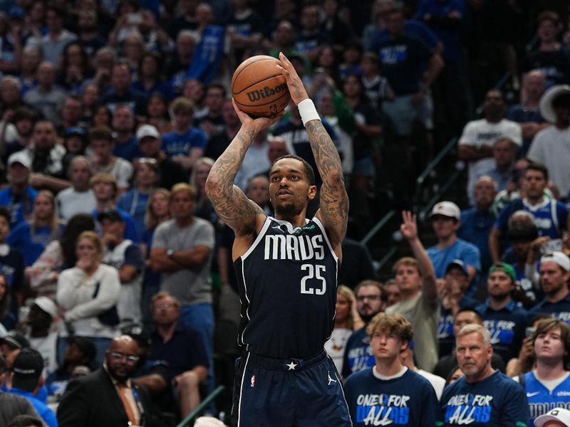 DALLAS, TX - MAY 26: PJ Washington #25 of the Dallas Mavericks shoots the ball during the game  against the Minnesota Timberwolves during Game 3 of the Western Conference Finals of the 2024 NBA Playoffs on May 26, 2024 at the American Airlines Center in Dallas, Texas. NOTE TO USER: User expressly acknowledges and agrees that, by downloading and or using this photograph, User is consenting to the terms and conditions of the Getty Images License Agreement. Mandatory Copyright Notice: Copyright 2024 NBAE (Photo by Glenn James/NBAE via Getty Images)